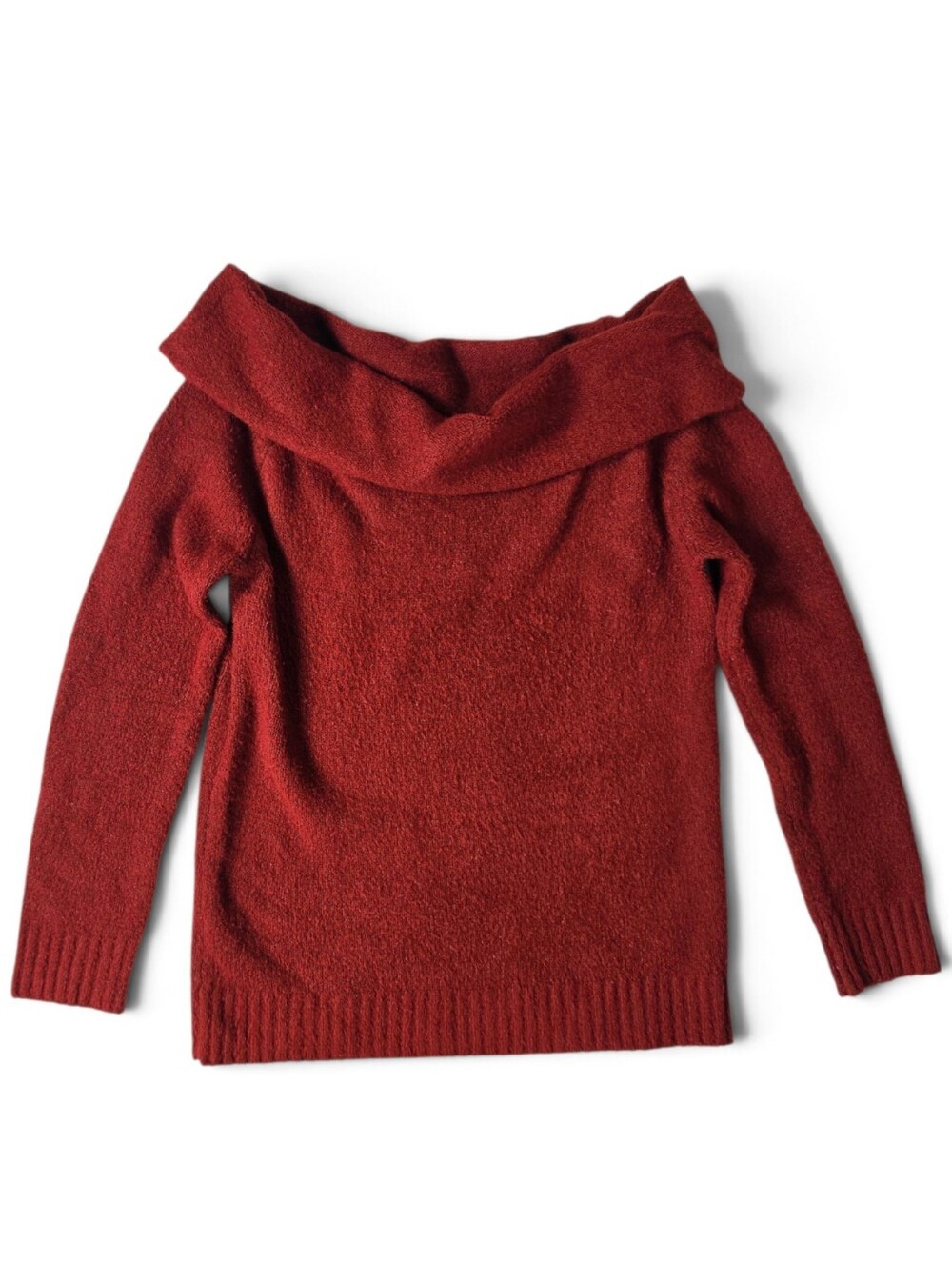 Forever 21 Burgundy Red Cowl Neck Off Shoulder Knit Sweater Size L